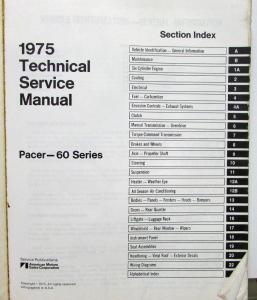 1975 AMC Technical Service Shop Manual Pacer Repair Original