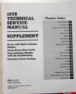 1978 AMC Technical Service Shop Manual Set W/Supplements Pacer Gremlin AMX