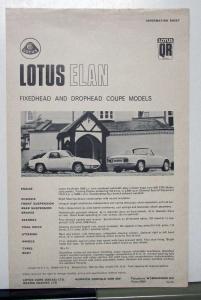 1969 Lotus Elan +2 Sales Brochure Datasheet