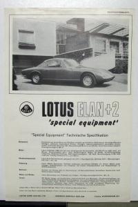 1967 1968 1970 1971 1972 1973 1974 1975 Lotus Elan +2 Sales Brochure Datasheet