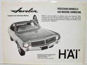 1968 Javelin Sales Sheet - Dutch Text