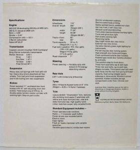 1971 AMC Rambler Matador Spec Sheet - Australian