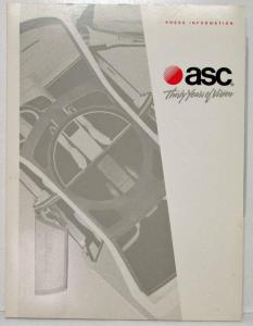 1992 & 1995 ASC Inc Press Kits Sunroofs T-tops Convertibles Viper Camaro Celica