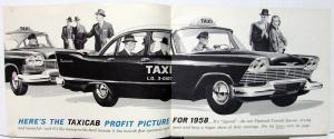 1958 Plymouth Dealer Taxi Cab Fleet Sales Brochure Original Plaza Savoy Rare 58