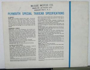 1958 Plymouth Dealer Taxi Cab Fleet Sales Brochure Original Plaza Savoy Rare 58