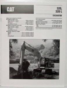 1992 1993 Caterpillar 320 Excavator Sales Brochure