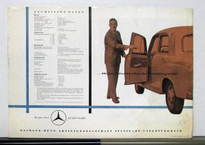 1956 Mercedes Benz Model 219 Sales Brochure In German Text