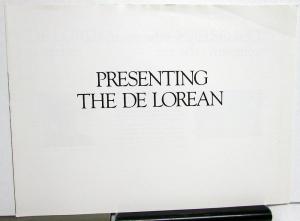 1981 Presenting the DeLorean Dealer Sales Brochure Folder Features Original