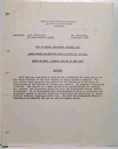 1956-1957 US Army Dev & Proof Services Test of Truck Project TT3-812 Document