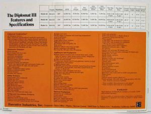 1970-1973 Executive Industries Diplomat III Motor Home Sales Brochure