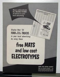 1954 Ford Truck F-100 C-500 Courier F-500 T-800 Free Mats Sales Brochure