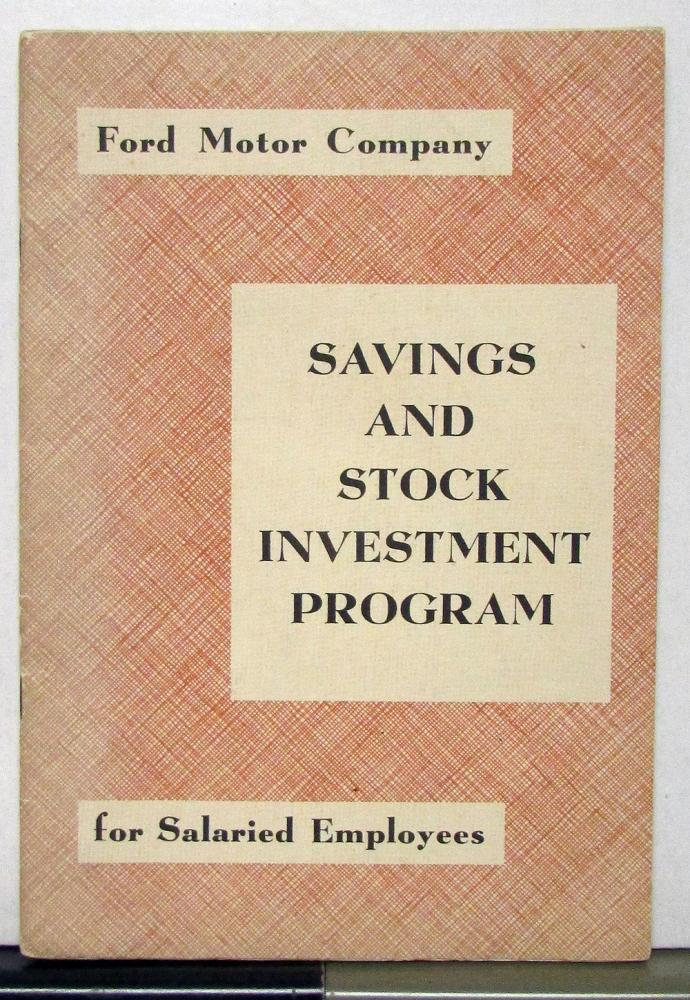 1956 Ford Savings And Stock Investment Program Booklet