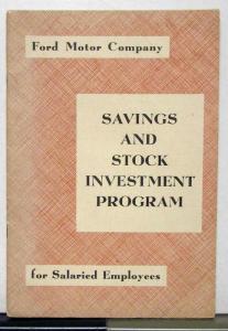 1956 Ford Savings And Stock Investment Program Booklet