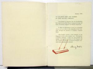 1956 Ford Savings And Stock Investment Program Booklet
