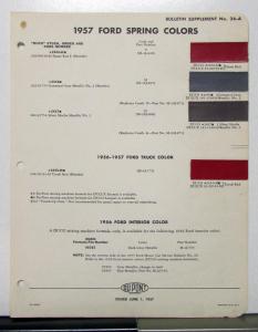 1957 Ford Spring Colors Paint Chips