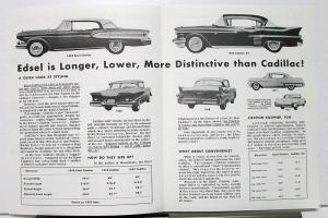 1958 Ford Edsel Compared To Cadillac By Green Line Extra Sales Brochure