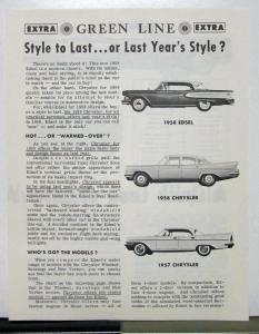 1958 Ford Edsel Compared To Chrysler By Green Line Extra Sales Brochure