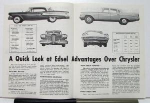 1958 Ford Edsel Compared To Chrysler By Green Line Extra Sales Brochure