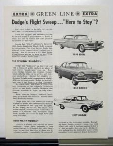 1958 Ford Edsel Compared To Dodge By Green Line Extra Sales Brochure
