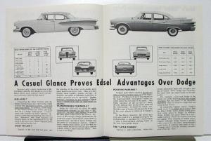1958 Ford Edsel Compared To Dodge By Green Line Extra Sales Brochure