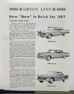 1958 Ford Edsel Compared To Buick By Green Line Extra Sales Brochure