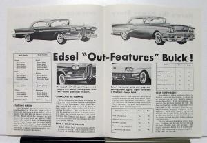 1958 Ford Edsel Compared To Buick By Green Line Extra Sales Brochure