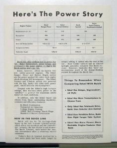 1958 Ford Edsel Compared To Buick By Green Line Extra Sales Brochure