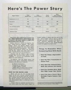 1958 Ford Edsel Compared To Buick By Green Line Extra Sales Brochure