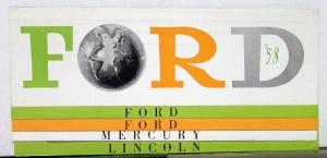 1958 Ford Mercury Lincoln Fairlane Custom Monterey Sales Folder In French Text
