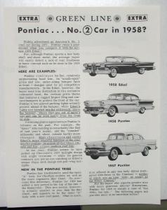1958 Ford Edsel Compared To Pontiac By Green Line Extra Sales Brochure