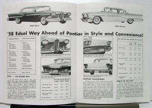 1958 Ford Edsel Compared To Pontiac By Green Line Extra Sales Brochure