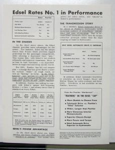 1958 Ford Edsel Compared To Pontiac By Green Line Extra Sales Brochure