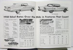 1958 Ford Edsel Compared To Oldsmobile By Green Line Extra Sales Brochure