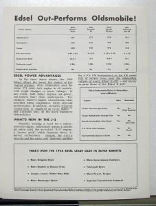 1958 Ford Edsel Compared To Oldsmobile By Green Line Extra Sales Brochure