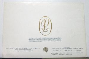 1960 1961 1962 BMC Vanden Plas Princess Saloon & Limo Auto Sales Brochure Orig