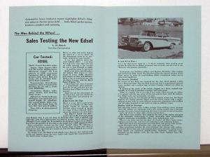 1959 Ford Edsel Quality Rated By Automotive News Sales Brochure Features