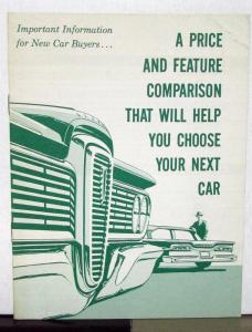 1959 Ford Edsel Price And Feature Comparison Chevrolet Plymouth Sales Brochure
