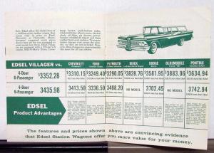 1959 Ford Edsel Price And Feature Comparison Chevrolet Plymouth Sales Brochure