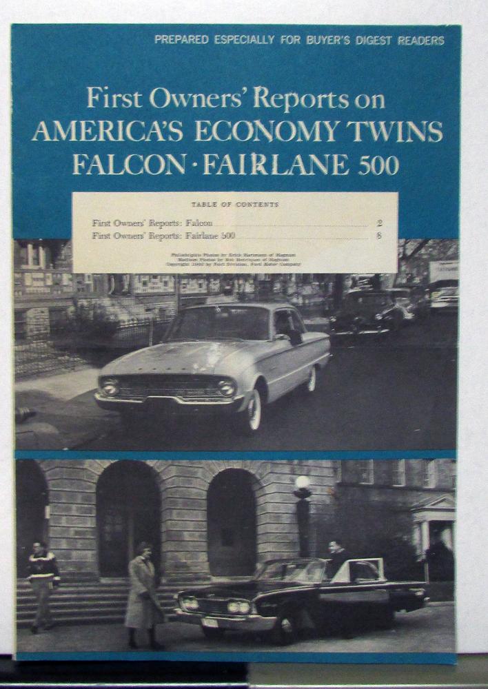 1960 Ford Falcon Fairlane 500 First Owners Report Sales Brochure