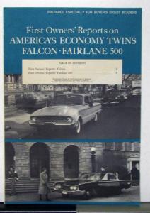 1960 Ford Falcon Fairlane 500 First Owners Report Sales Brochure