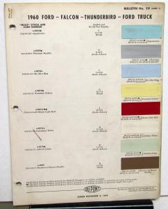 1960 Ford Full Line Falcon Thunderbird Trucks Paint Chips DuPont Leaflets