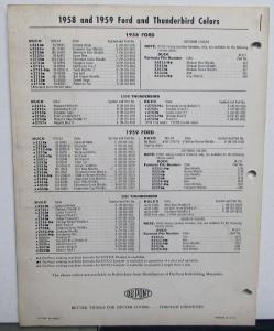 1960 Ford Full Line Falcon Thunderbird Trucks Paint Chips DuPont Leaflets