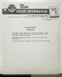 1960 Ford Falcon Thunderbird Truck Paint Chips
