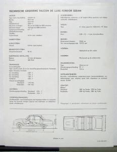1960 Ford Falcon Sale Brochure Datasheet In Dutch Text