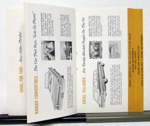 1960 Ford Edsel Ranger Villager Quick Facts Sales Brochure Original