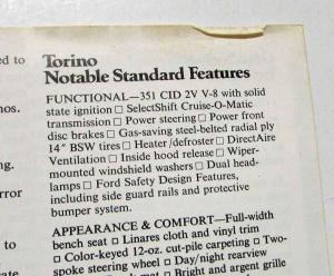 1976 Ford Torino Full Size Value Sales Folder - Canadian