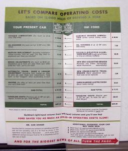 1961 Ford Compare Operating Costs Sales Brochure
