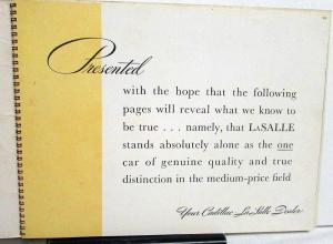 1939 Cadillac LaSalle Prestige Color Original Dealer Sales Brochure Spiral Bound