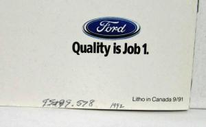 1992 Ford Taurus Sales Brochure - Canadian