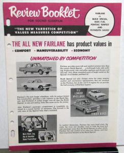 1962 Ford Fairlane Compared to Buick Olds F-85 Tempest Savoy Review Booklet
